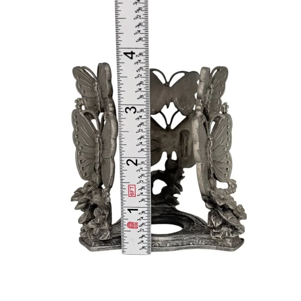 Pewter Ornate Butterfly‎ Garden Design Cottagecore Candle Napkin Holder